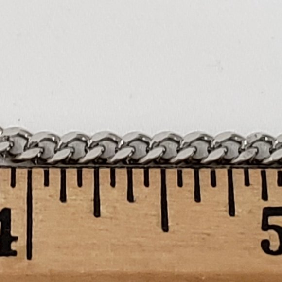 18K White Gold plated 317L Stainless Steel Curb 24" necklace & bracelet 4mm w - Picture 3 of 6